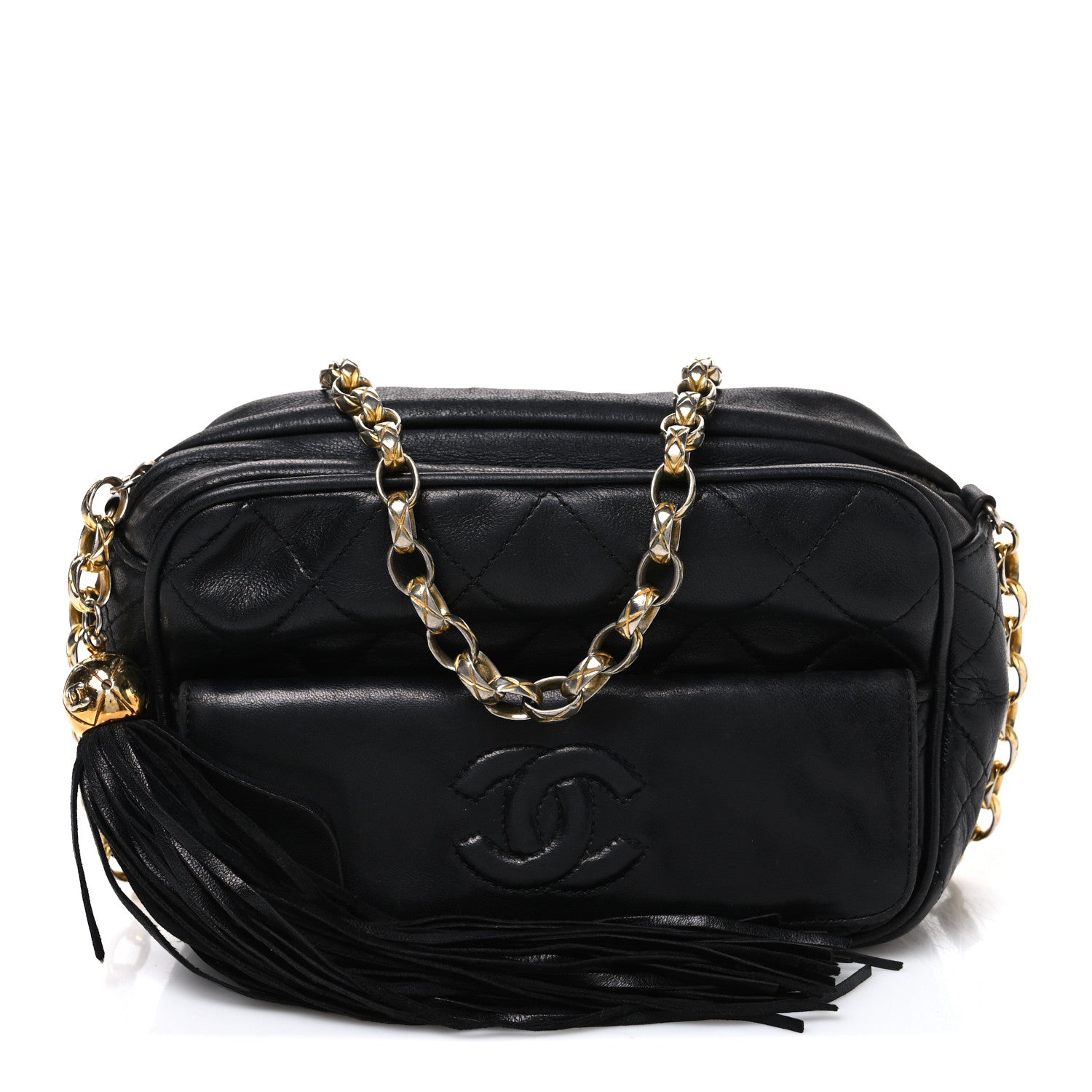 Chanel Lambskin Quilted Tassel Camera Case Black 1 of 10