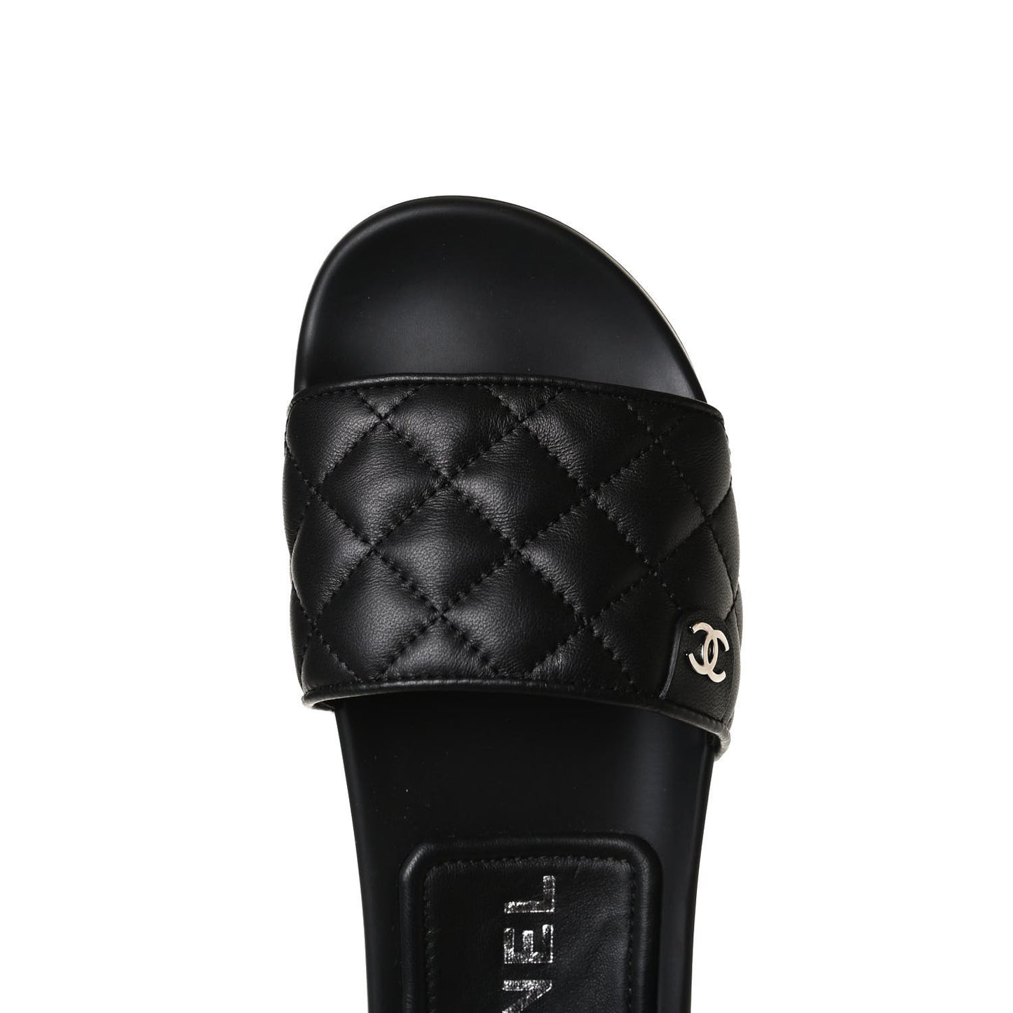 Lambskin Quilted CC Mules Sandals 35 Black