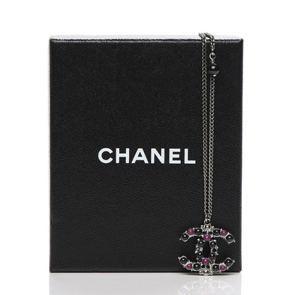 Chanel Ruthenium Resin CC Necklace Black Purple 8 of 8