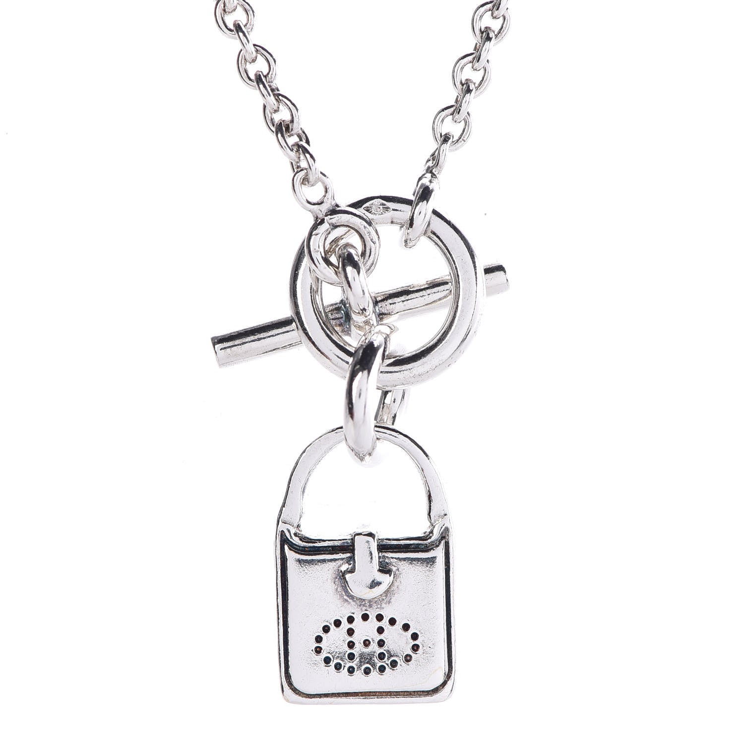 Hermes Sterling Silver Evelyne Charm Pendant Necklace 4 of 5