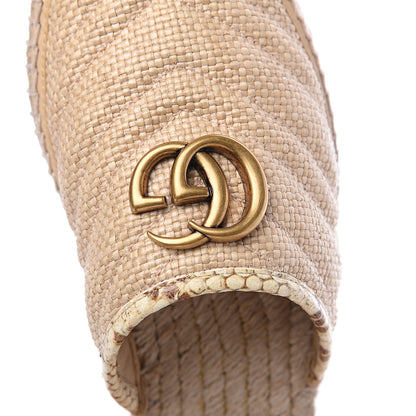 Gucci Straw Elaphe Matelasse GG Marmont Espadrille Slippers 37 Natural Cream Brown 8 of 10