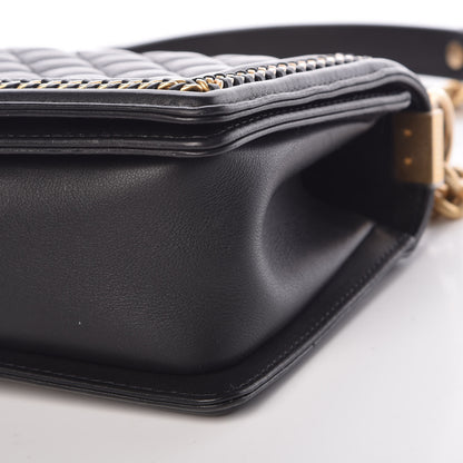 Chanel Calfskin Quilted Medium Boy Top Handle Flap Black 11 of 11