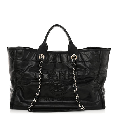 Chanel Glazed Calfskin Medium Deauville Tote Black 1 of 15