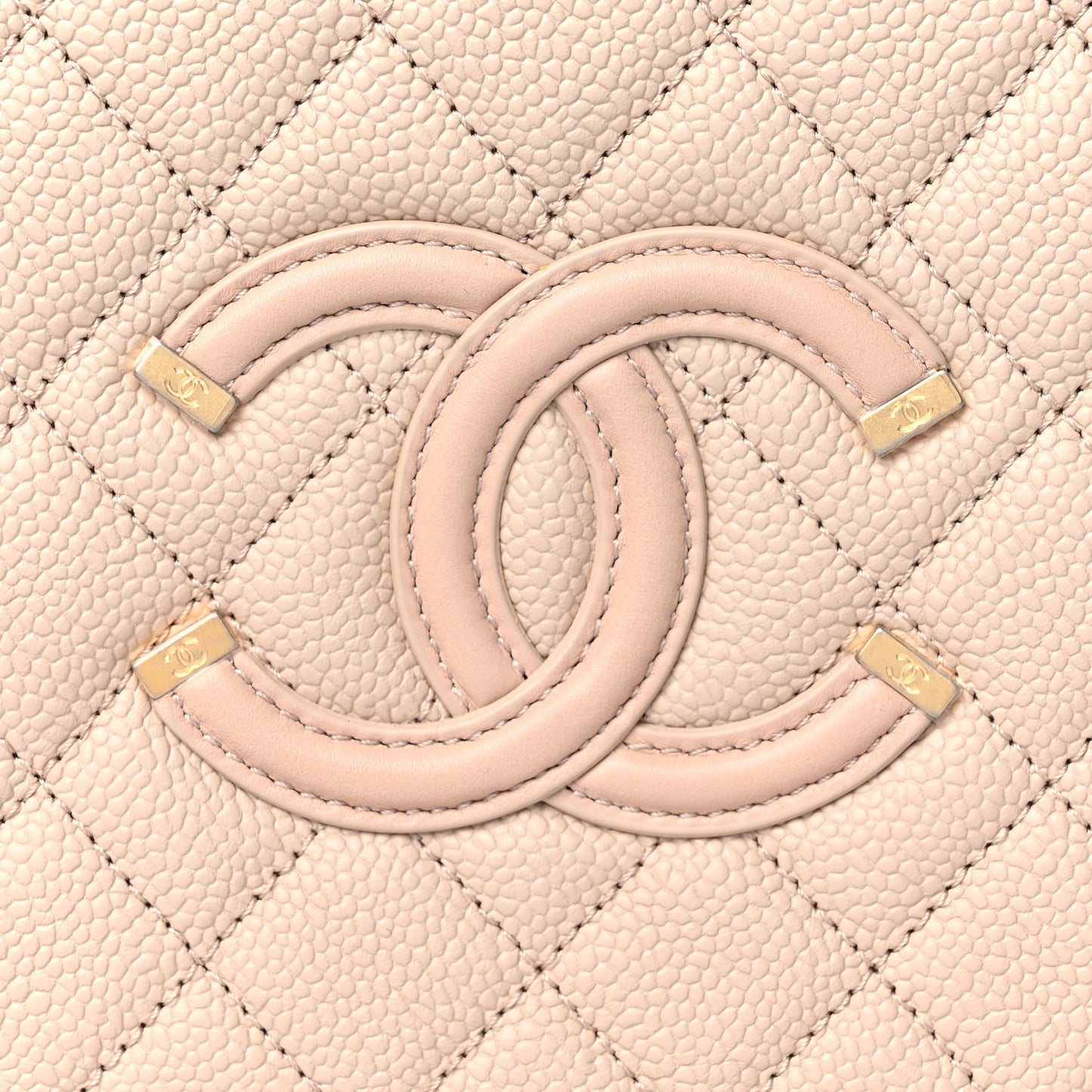 Caviar Quilted Medium CC Filigree Vanity Case Beige