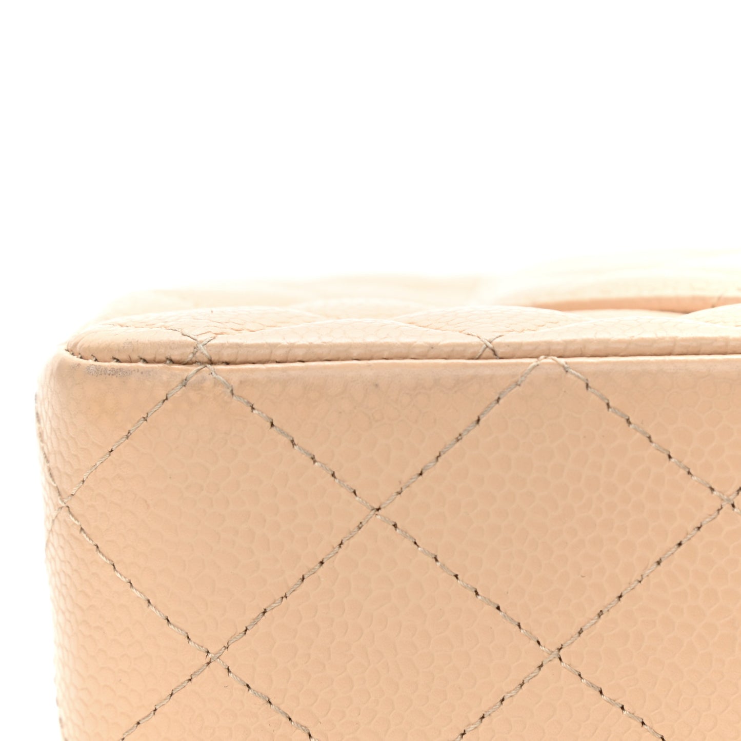 Caviar Quilted Medium Double Flap Beige