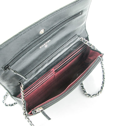 Chanel Lambskin Quilted Wallet On Chain WOC Black 5 of 8