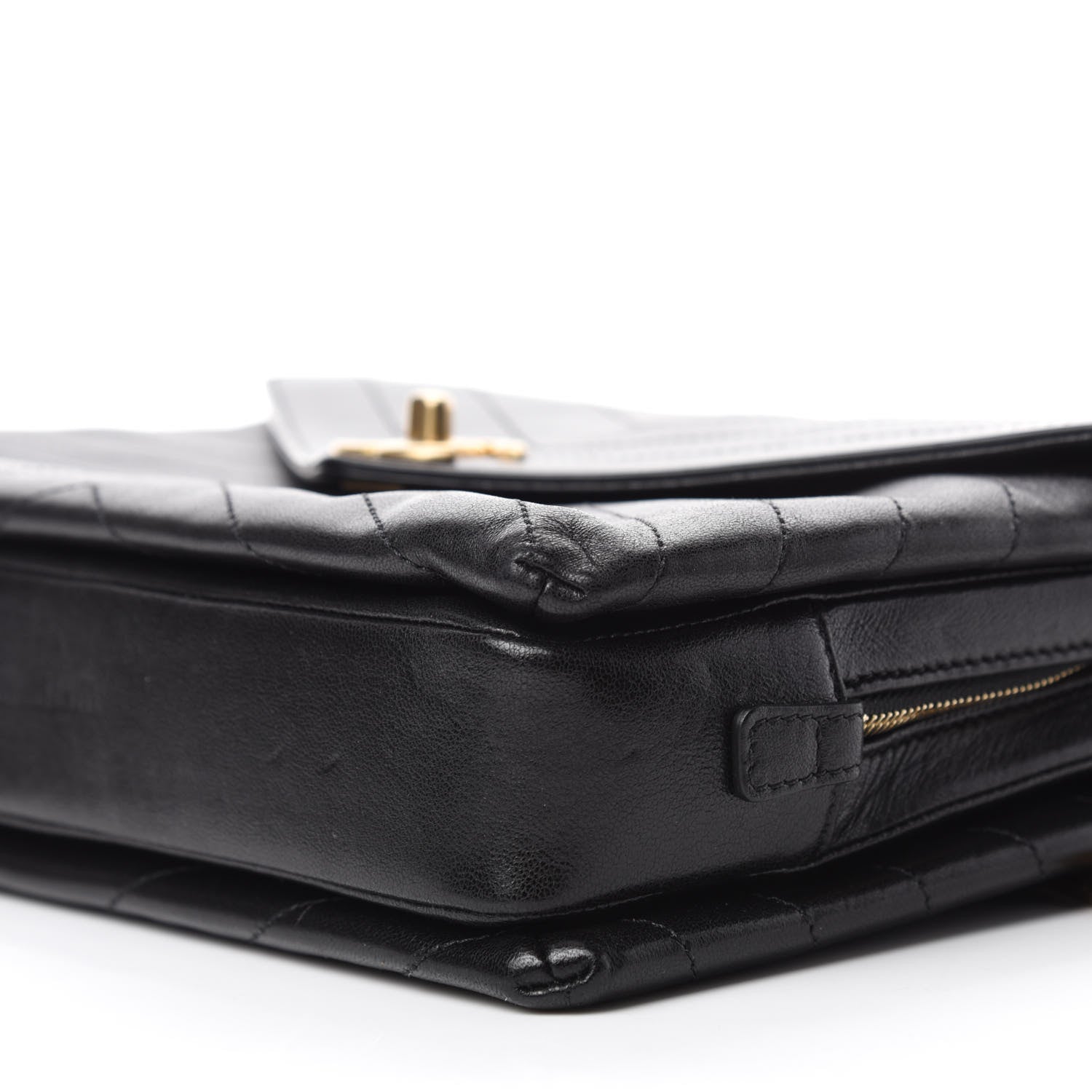 Chanel Lambskin Chevron Quilted Medium Envelope Flap Black 7 of 13