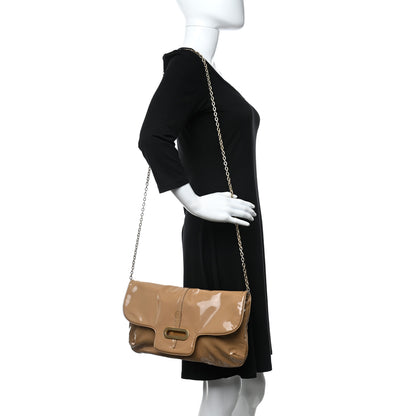 Jimmy Choo Patent Chain Clutch Nude 2 of 8