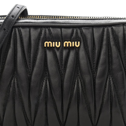 Miu Miu Nappa Matelasse Double Zip Pochette Clutch Black 11 of 11