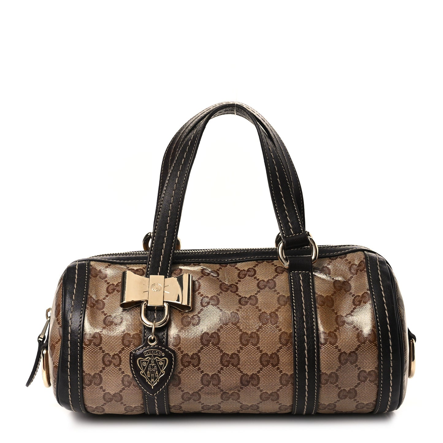 Crystal Monogram Duchessa Small Boston Bag Brown