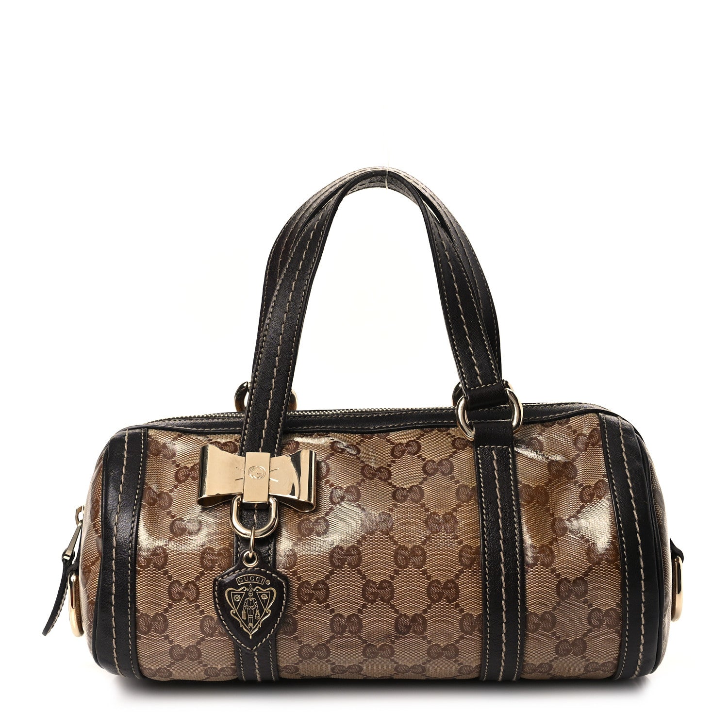 Gucci Crystal Monogram Duchessa Small Boston Bag Brown 1 of 12