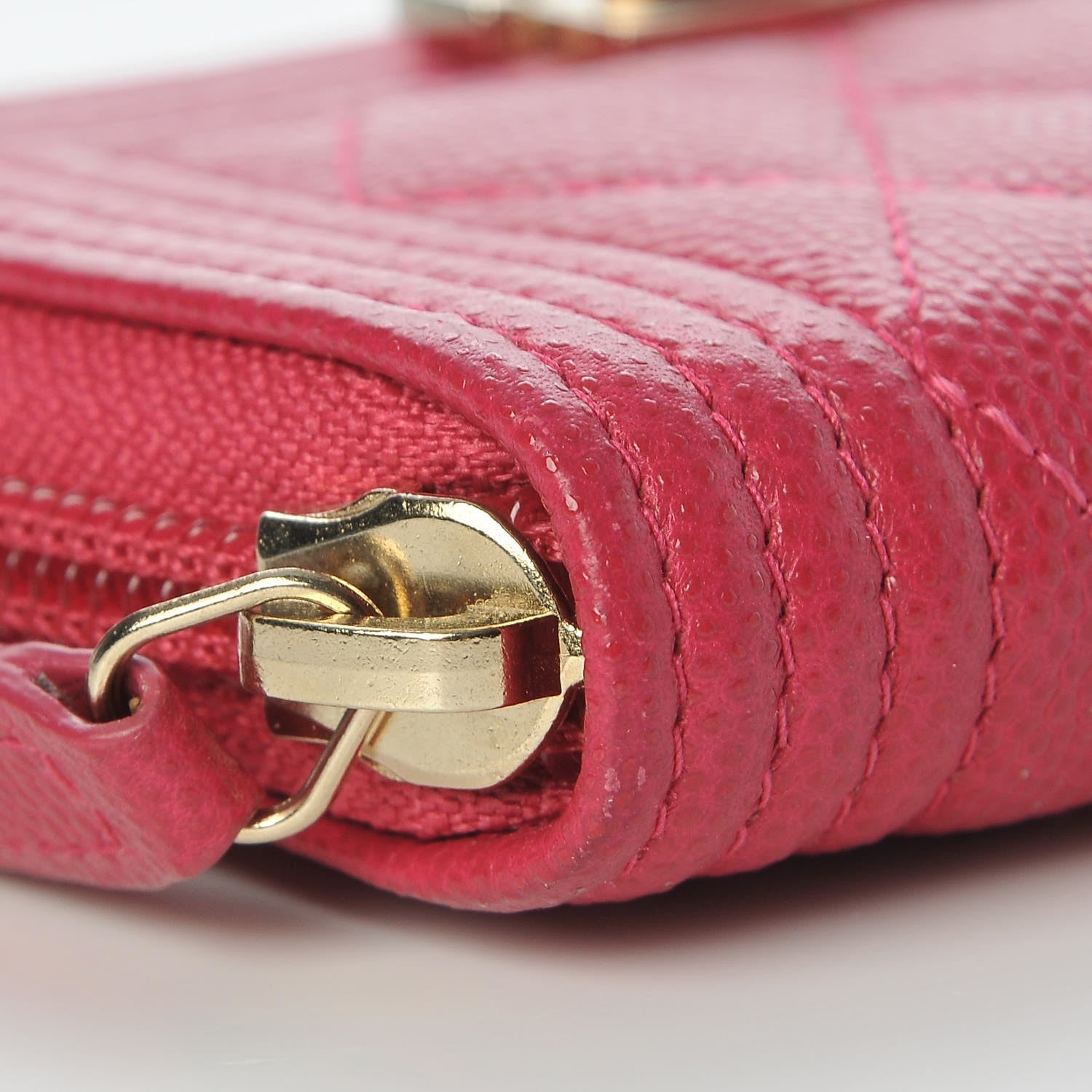 Chanel Caviar Quilted Boy Zip Around Coin Purse Wallet Fuchsia 14 of 15