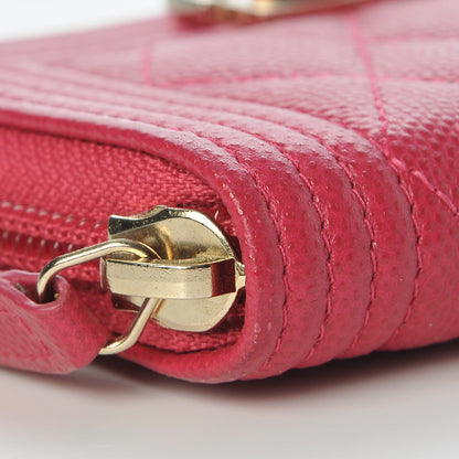 Chanel Caviar Quilted Boy Zip Around Coin Purse Wallet Fuchsia 14 of 15