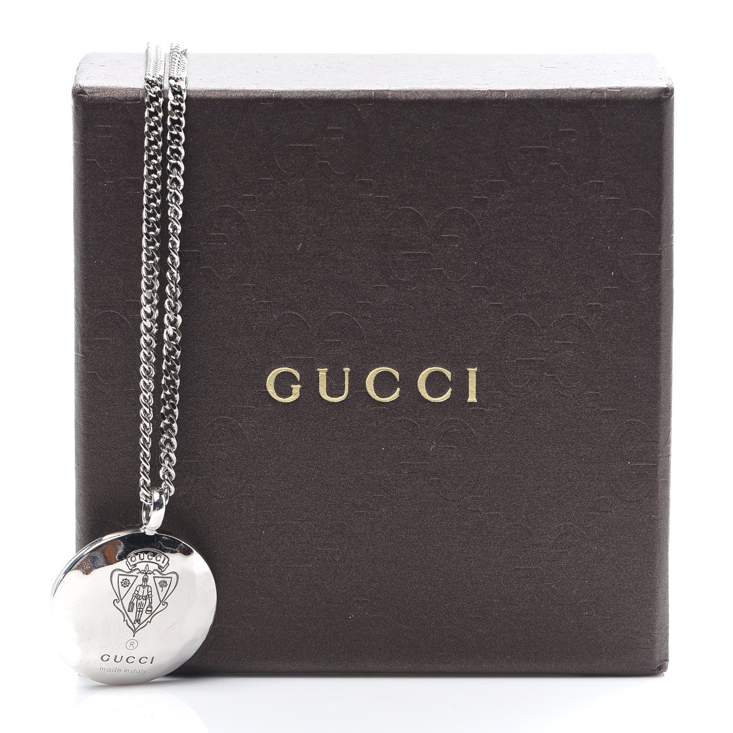 Gucci Sterling Silver Hammered Shield Pendant Necklace 6 of 6
