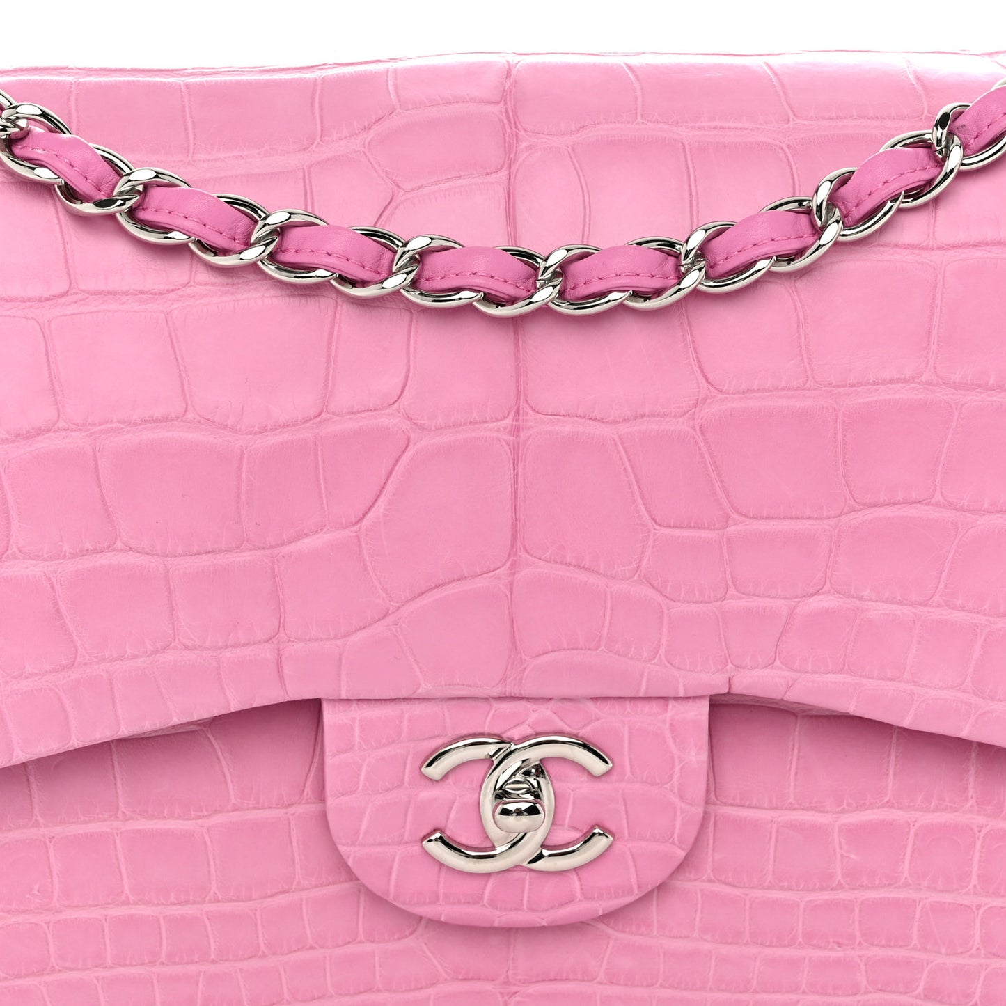 Alligator Jumbo Double Flap Pink