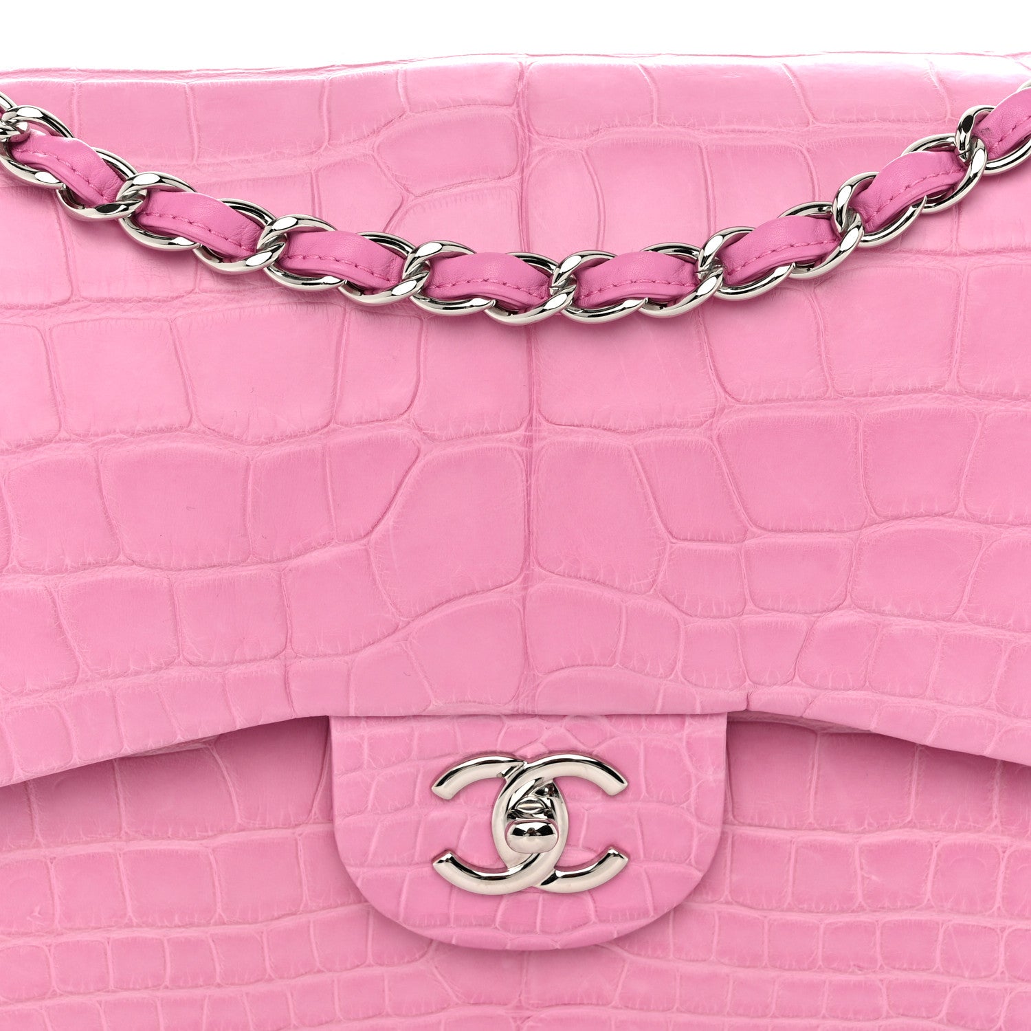 Chanel Alligator Jumbo Double Flap Pink 8 of 11