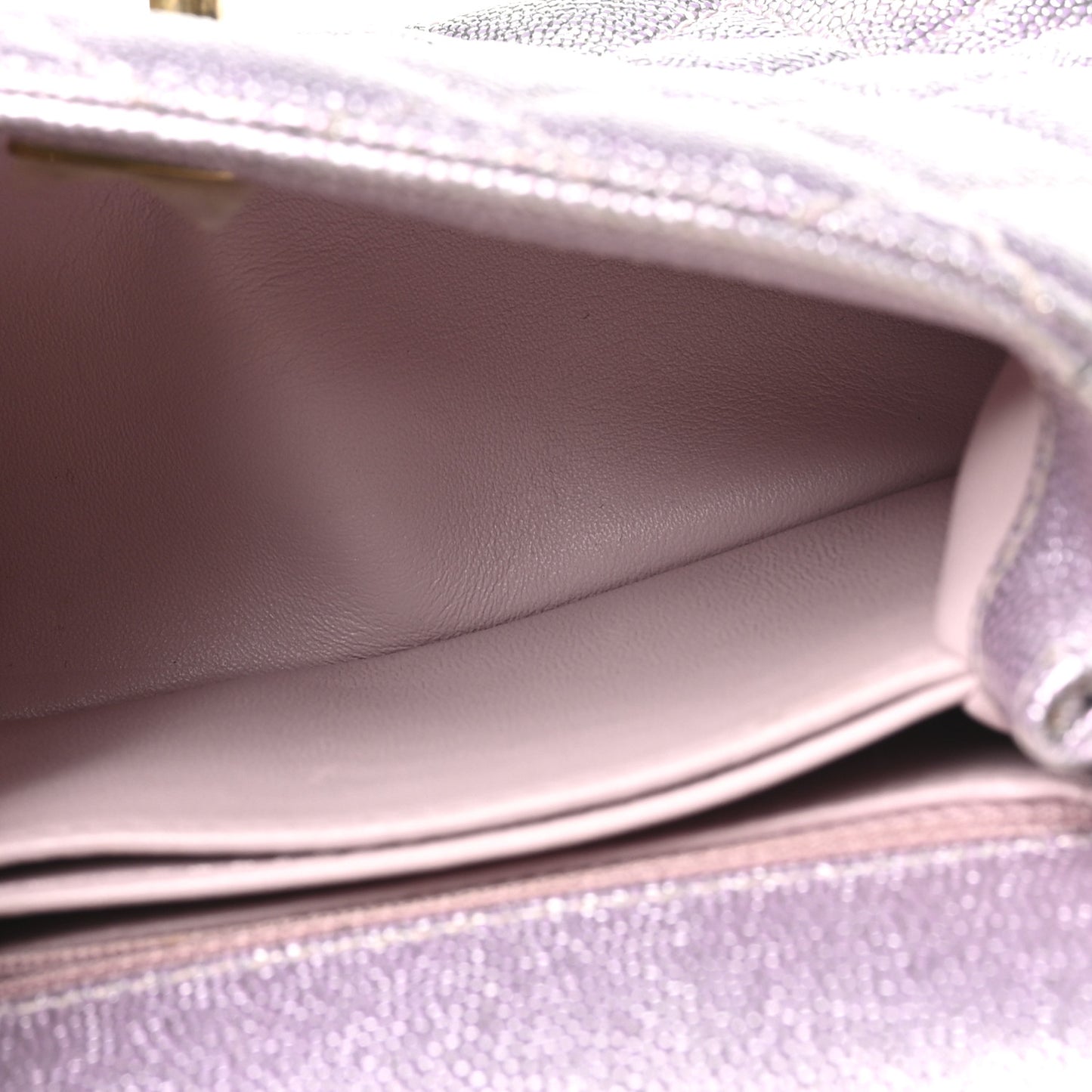 Iridescent Caviar Quilted Extra Mini Coco Handle Flap Light Pink