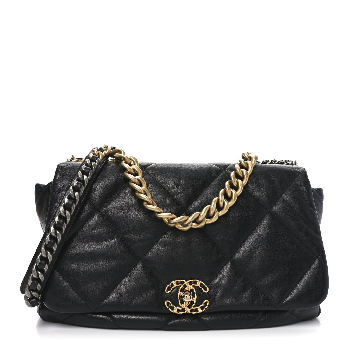 Goatskin Quilted Maxi Chanel 19 Flap Black