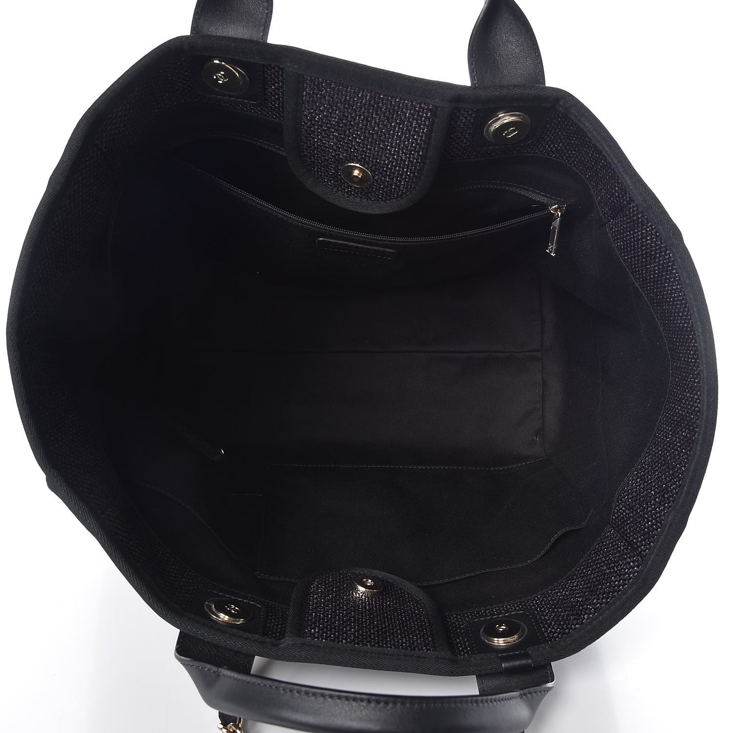Woven Straw Raffia Large Deauville Tote Black