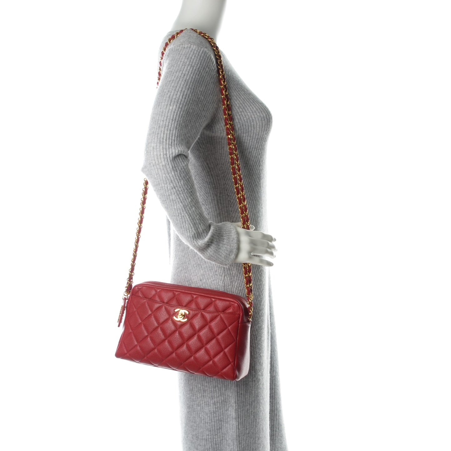 Caviar Quilted Camera Case Red