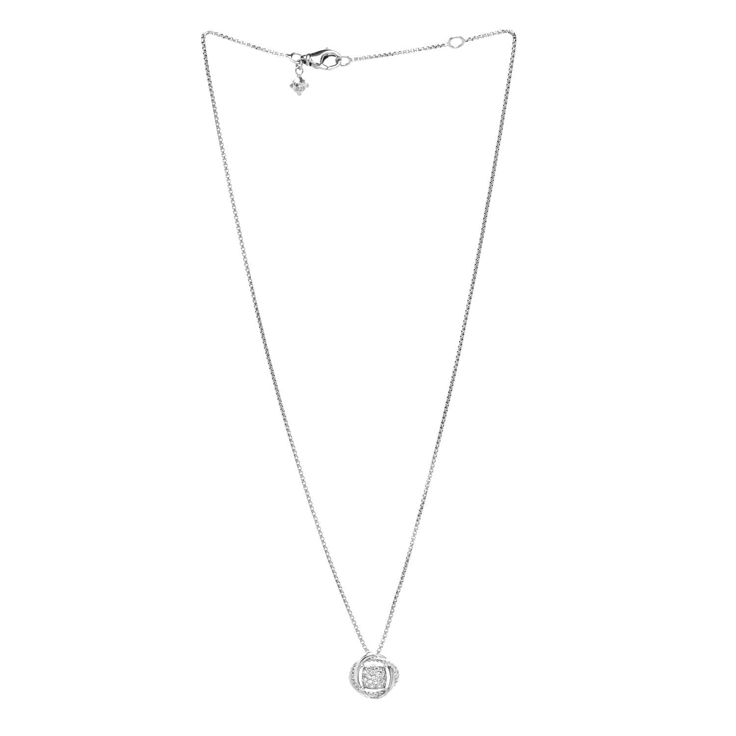 David Yurman Sterling Silver Diamond 7mm Infinity Pendant Necklace 3 of 5