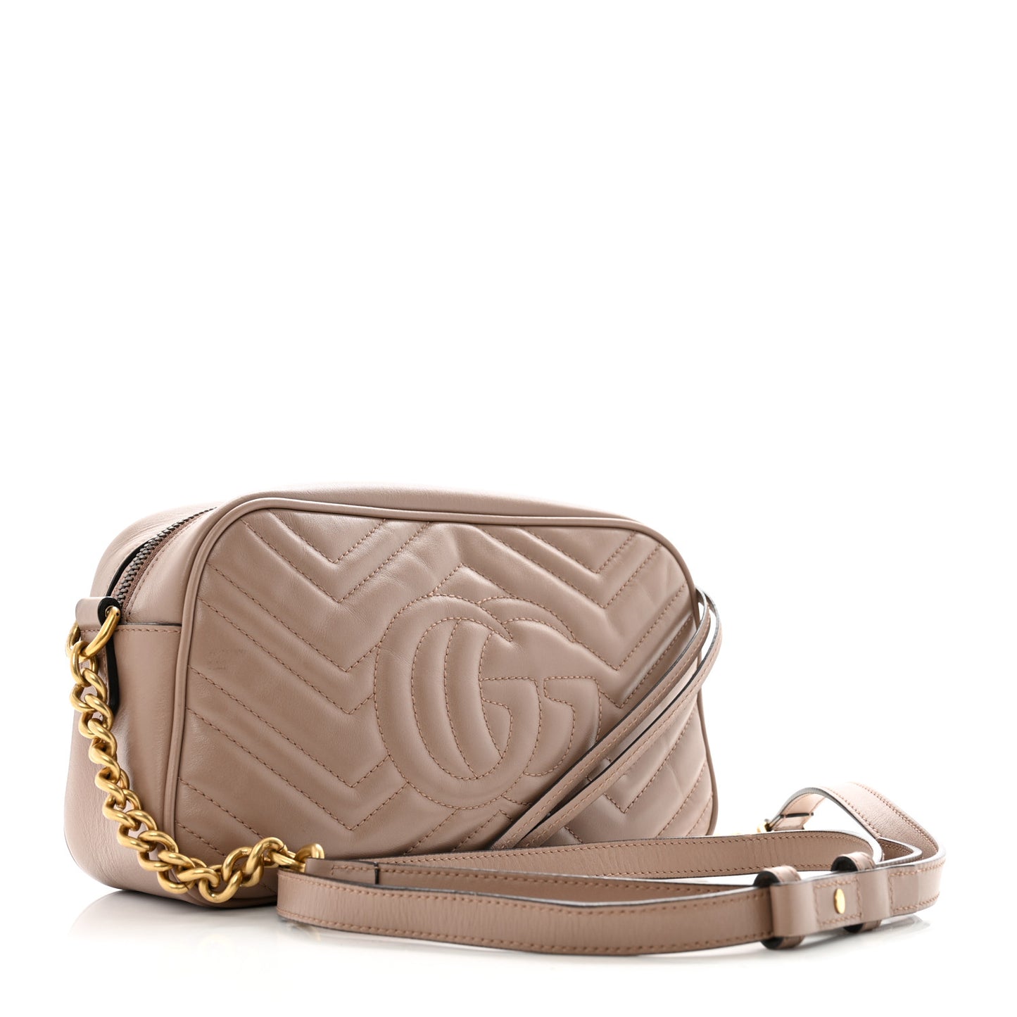 Calfskin Matelasse Small GG Marmont Chain Shoulder Bag Porcelain Rose