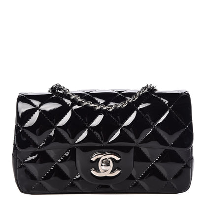 Chanel Patent Calfskin Quilted Extra Mini Rectangular Flap Black 1 of 9