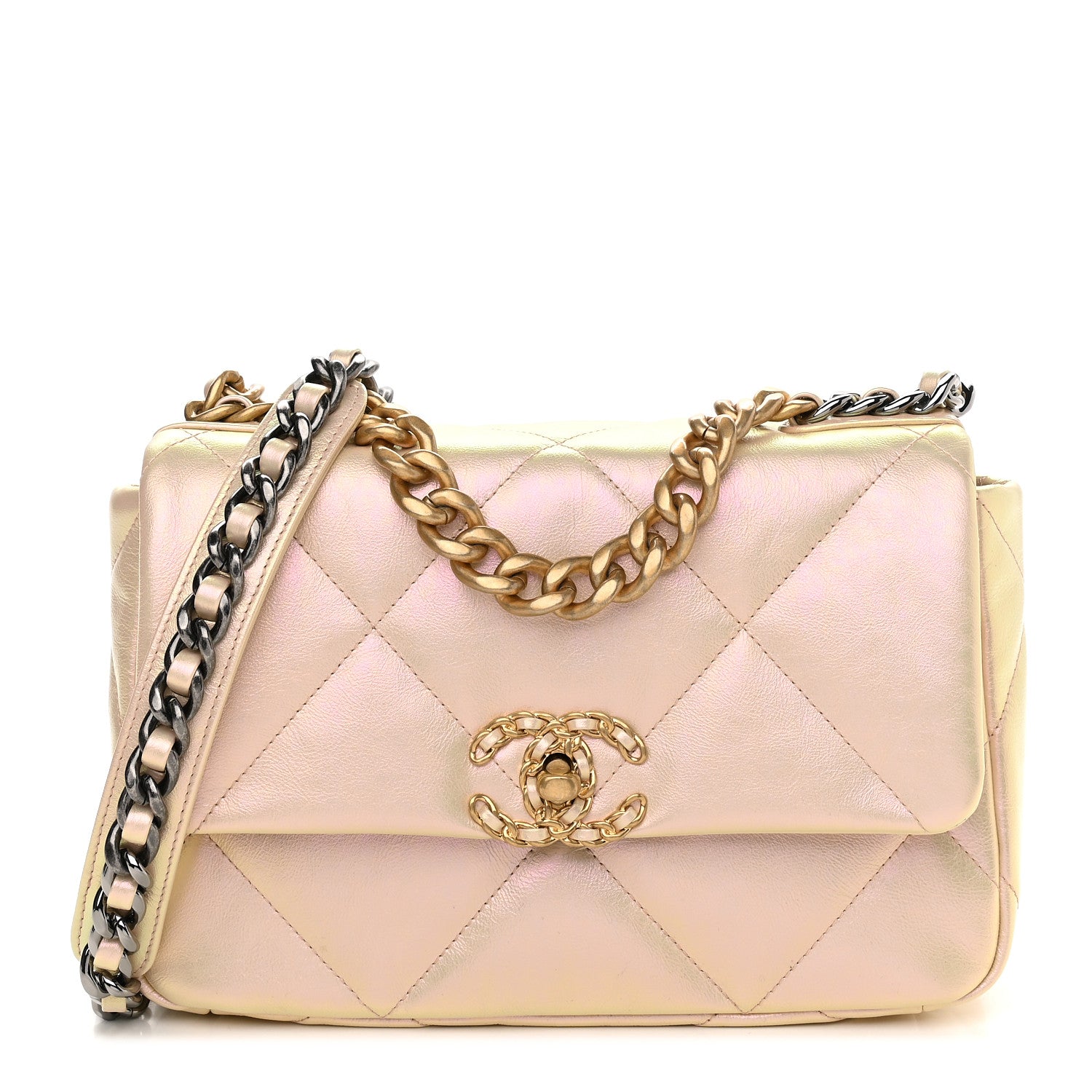 Chanel Iridescent Lambskin Quilted Medium Chanel 19 Flap Pink 1 of 9