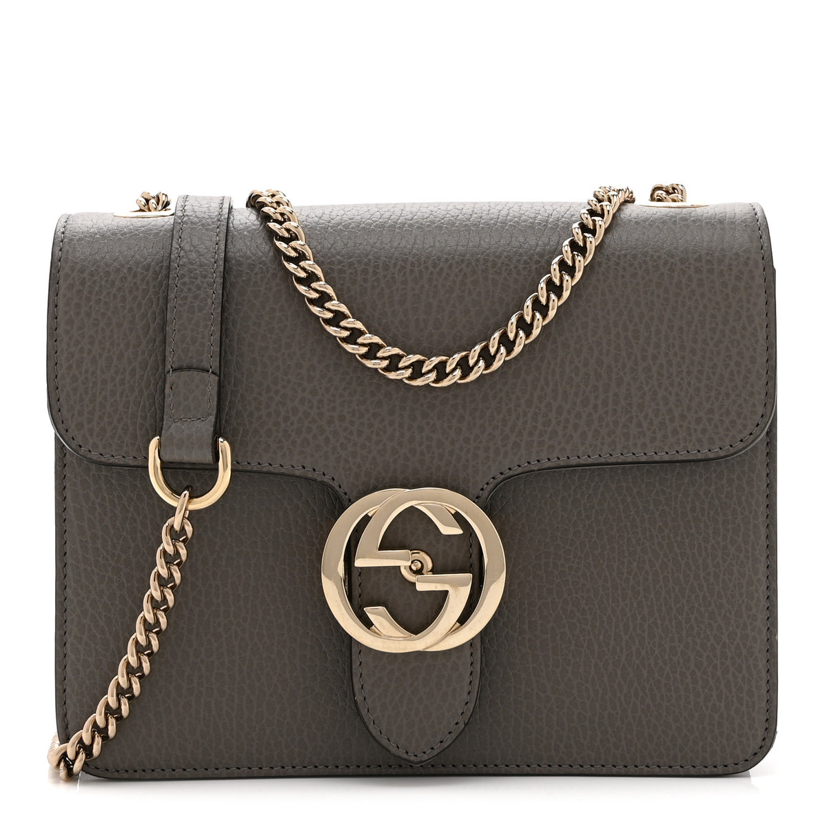 Dollar Calfskin Small Interlocking G Shoulder Bag Loess