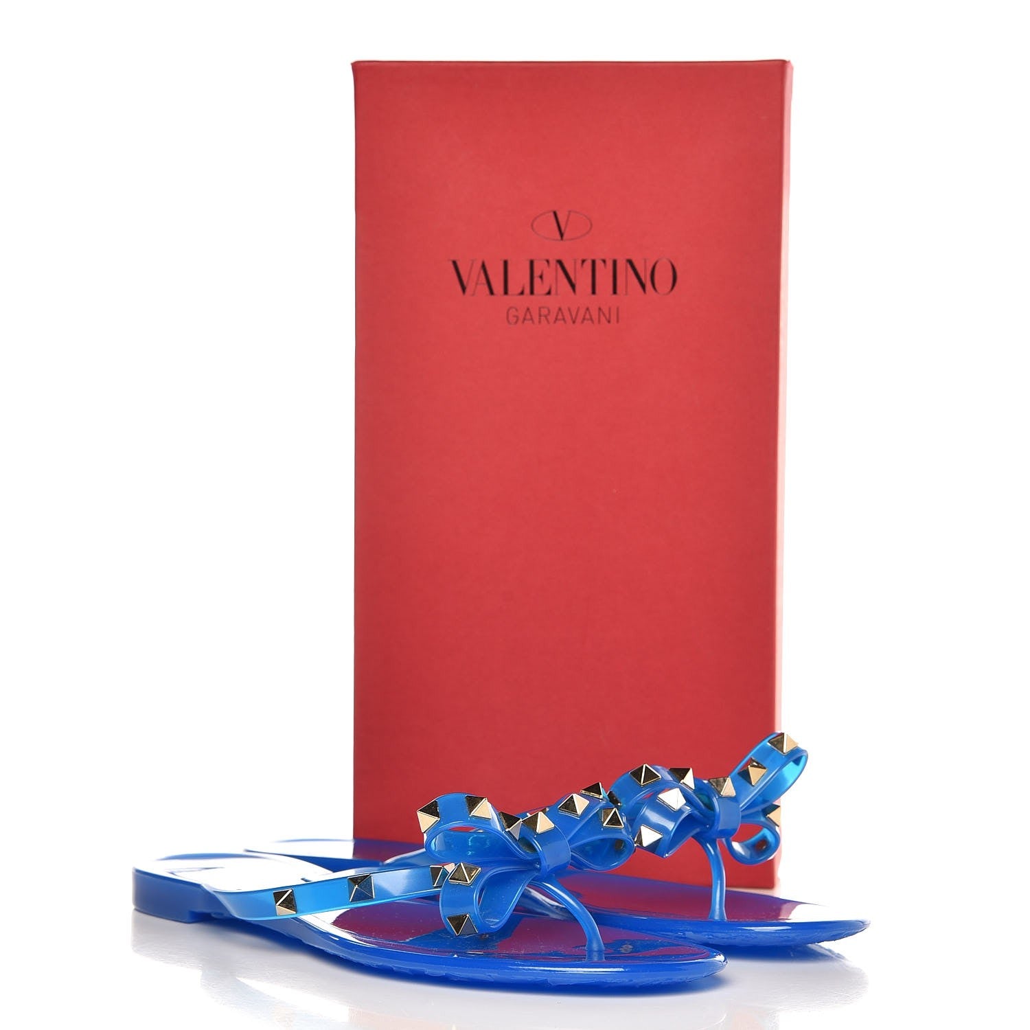 Valentino Garavani PVC Jelly Rockstud Bow Thong Sandals 40 Blue Fluo 8 of 8