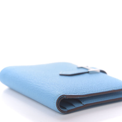 Hermes Chevre Mysore Bearn Compact Wallet Celeste 7 of 9