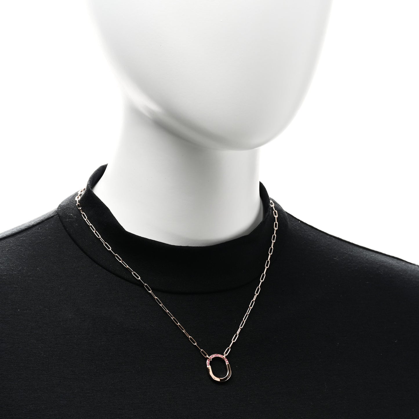 18K Rose Gold Pink Sapphire Small Lock Pendant Necklace