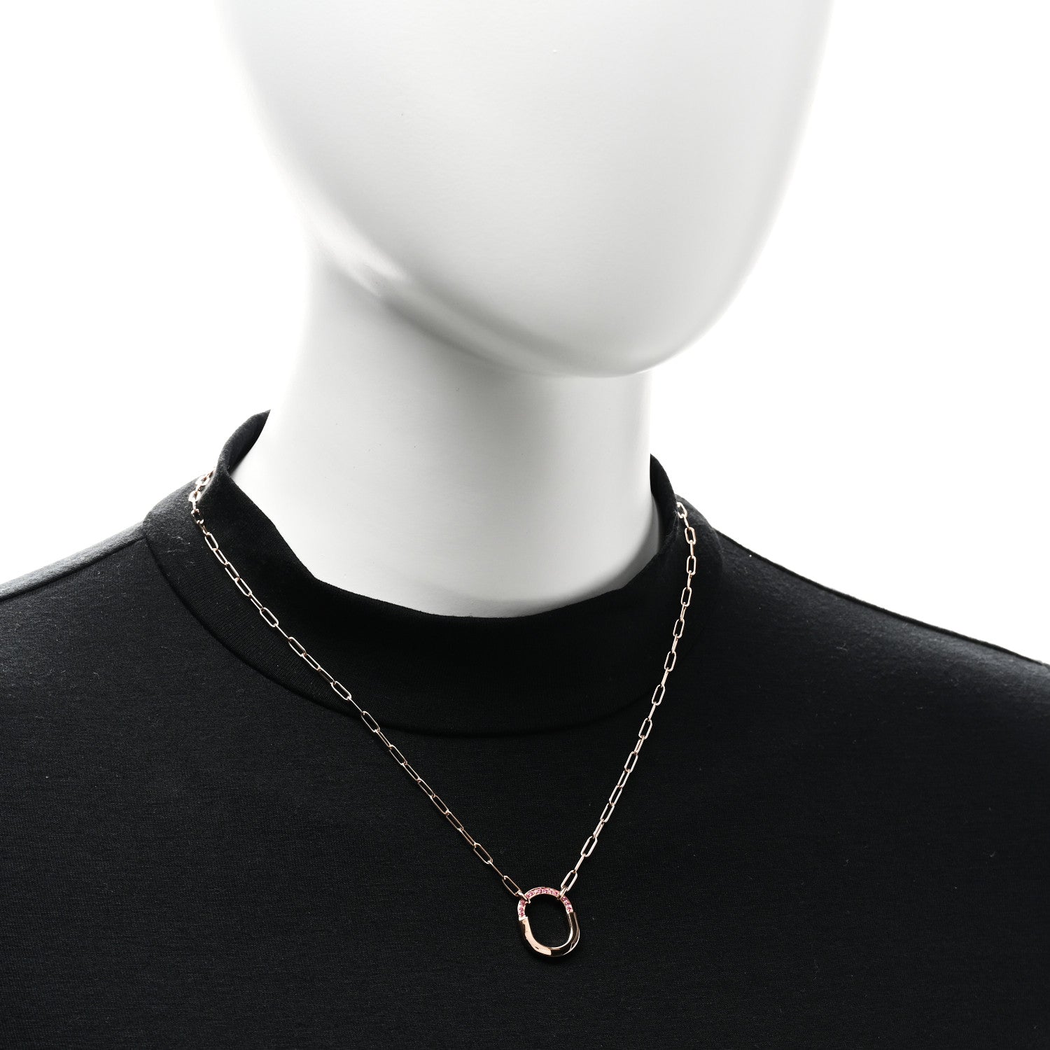 Tiffany 18K Rose Gold Pink Sapphire Small Lock Pendant Necklace 2 of 6