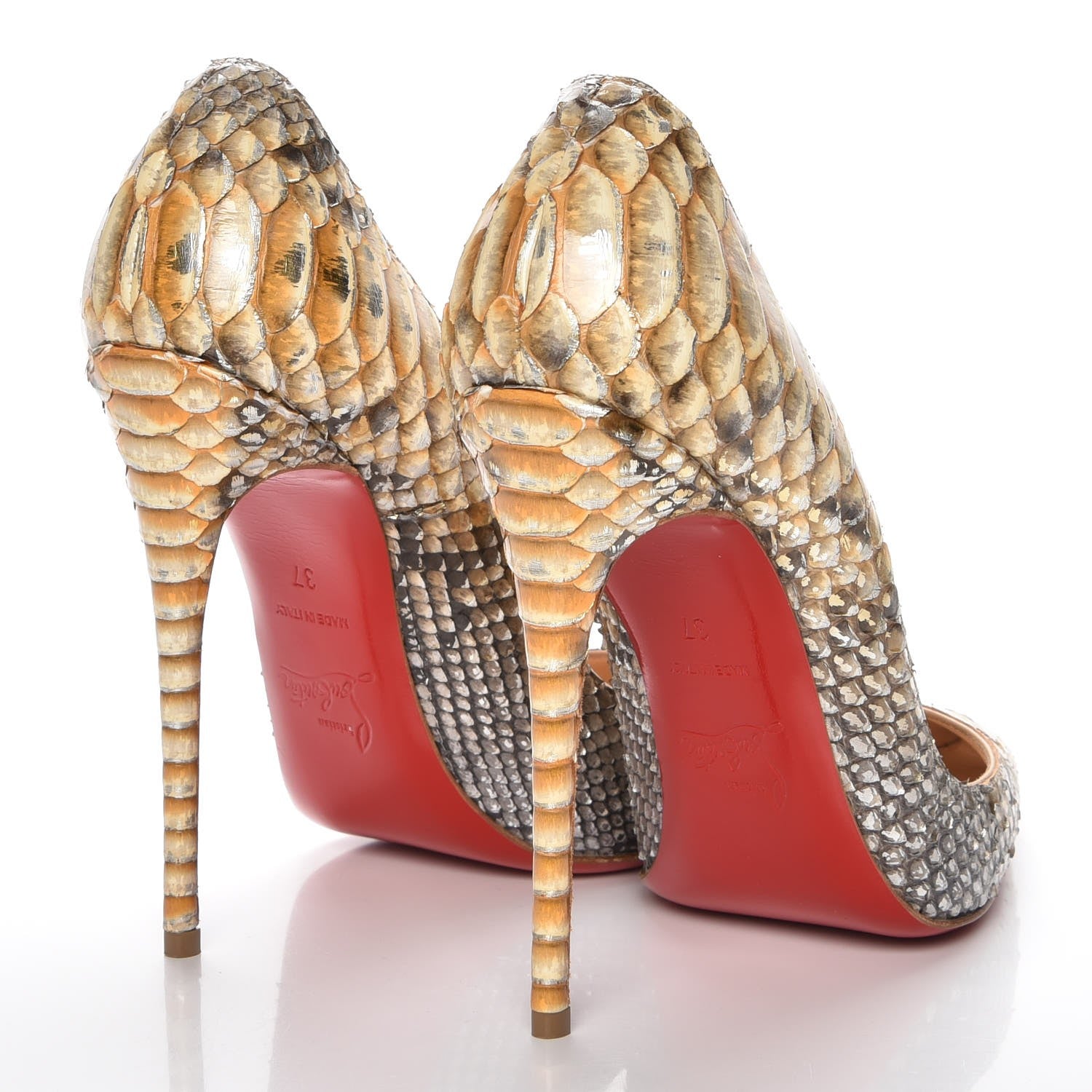 Christian Louboutin Metallic Python So Kate 120 Pumps 37 Gold 4 of 8