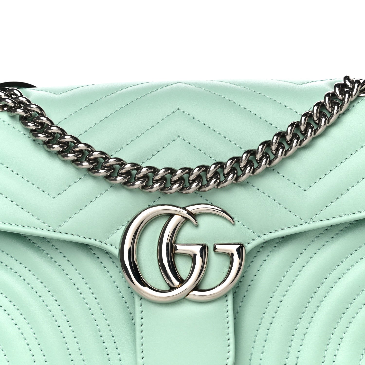 Gucci Calfskin Matelasse Small GG Marmont Shoulder Bag Water Green 15 of 15