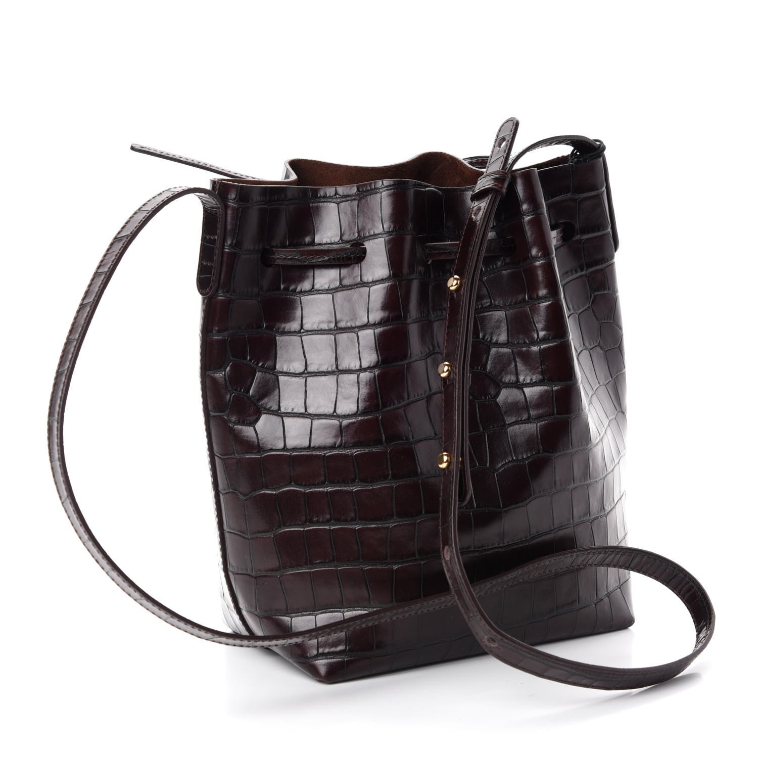 Mansur Gavriel Crocodile Embossed Mini Bucket Bag Class 3 of 10