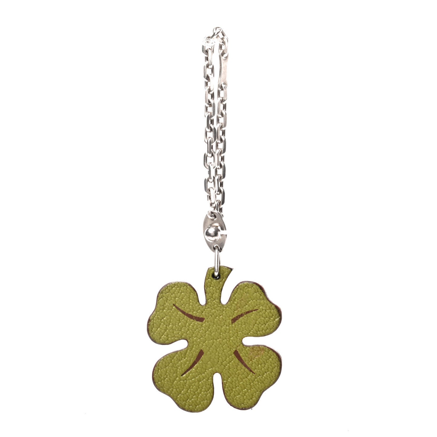 Chevre Mysore Lucky Clover Key Chain Bag Charm Vert Anis Orange