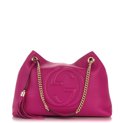 Gucci Cellarius Calfskin Medium Soho Chain Shoulder Bag Bright Bouganville 1 of 7
