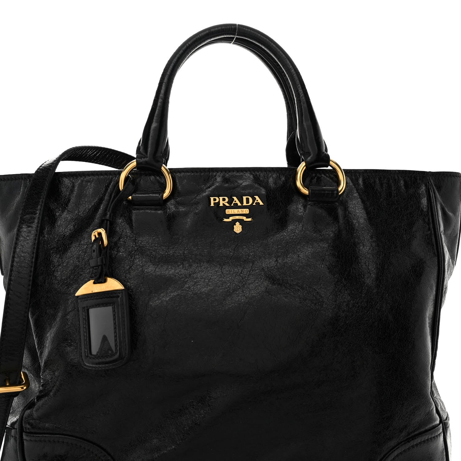 Prada Vitello Shine Top Handle Bag Black 7 of 9