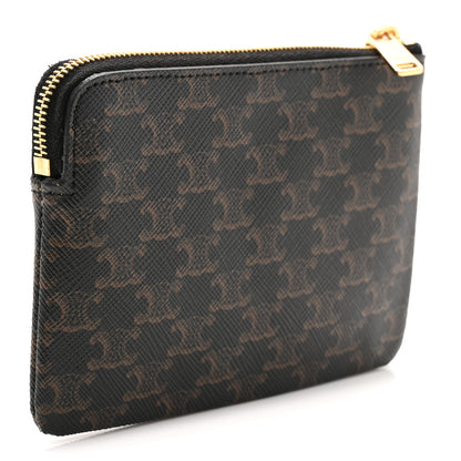 Celine Triomphe Canvas Zipped Coin Purse Black 3 of 9