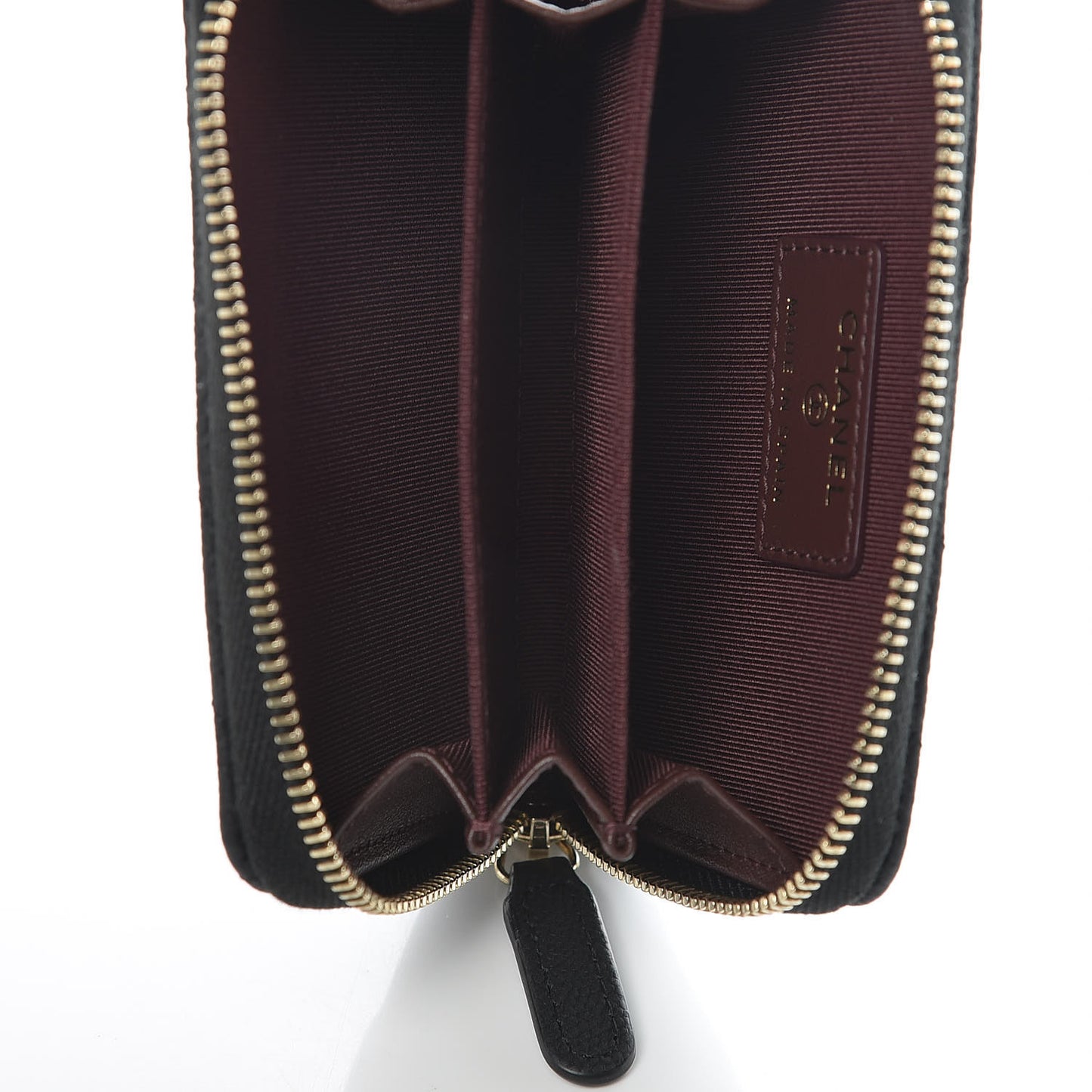 Caviar Chevron Quilted Zip Coin Purse Black
