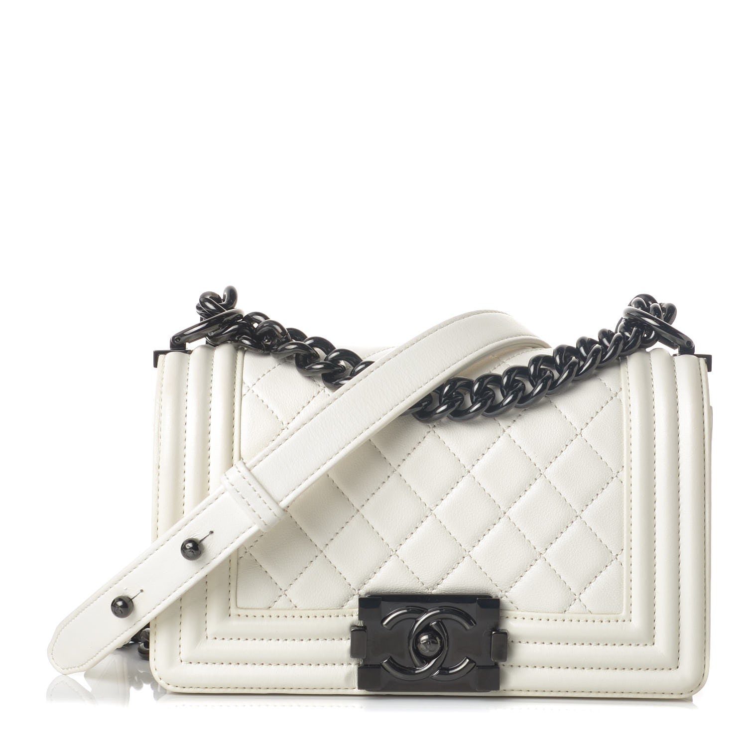 Chanel Lambskin Quilted Small Boy Flap White 1 of 8