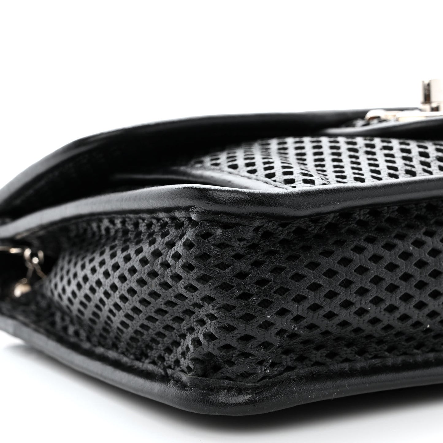 Metallic Perforated Calfskin Small Up In The Air Flap Black Black