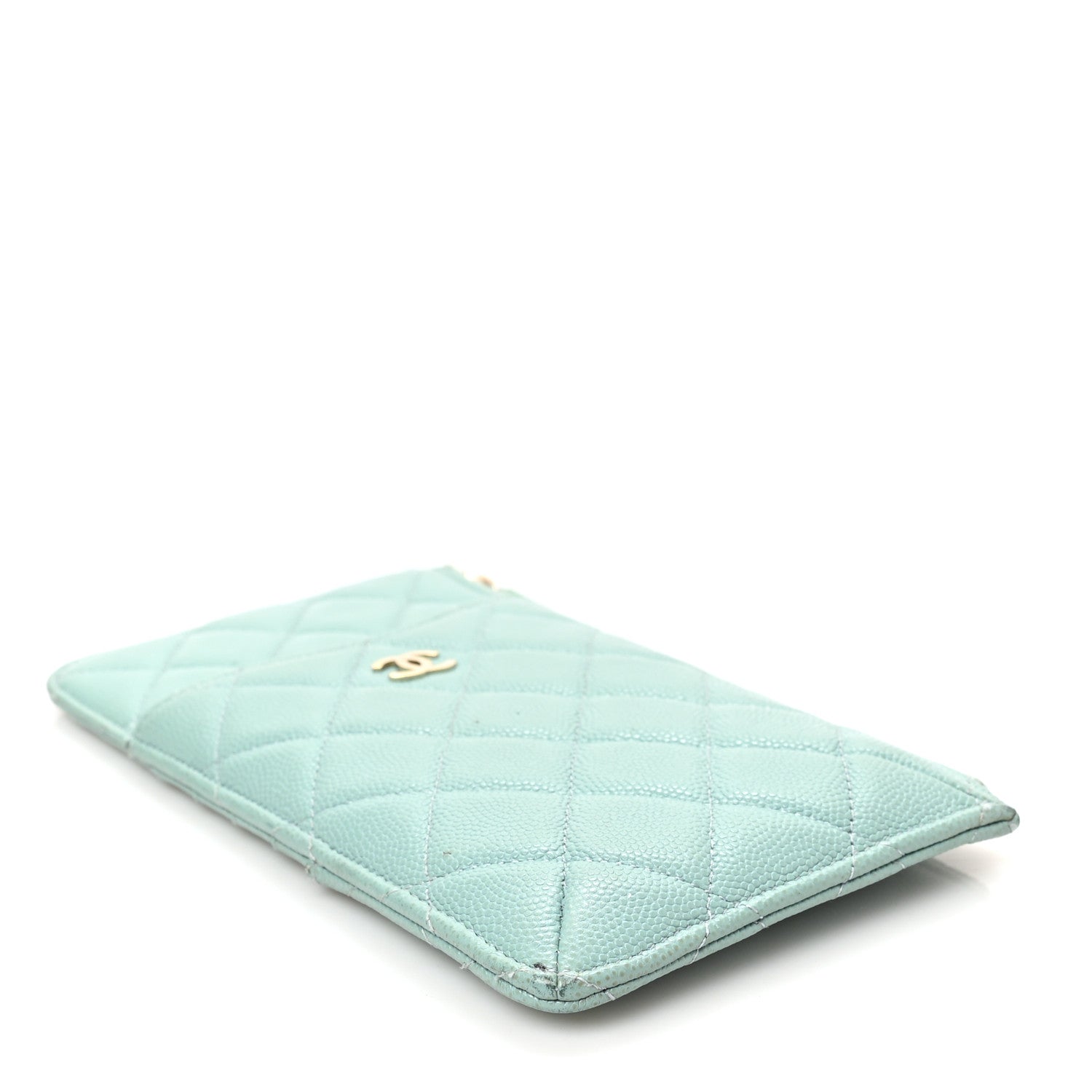 Chanel Caviar Quilted Classic Flat Wallet Pouch Light Blue 4 of 7