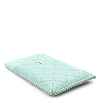 Chanel Caviar Quilted Classic Flat Wallet Pouch Light Blue 4 of 7