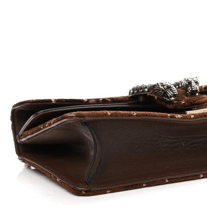 Gucci Velvet Moon Calfskin Crystal GG Monogram Small Dionysus Shoulder Bag Brown Vintage Cocoa Black Diamond 9 of 10