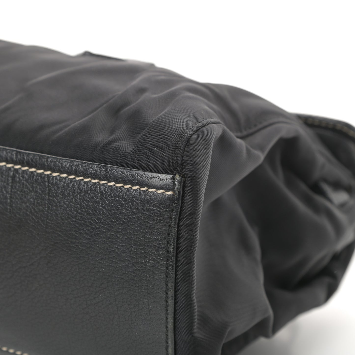Tessuto Nylon Vitello Foldover Pushlock Satchel Black