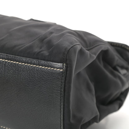Prada Tessuto Nylon Vitello Foldover Pushlock Satchel Black 10 of 13