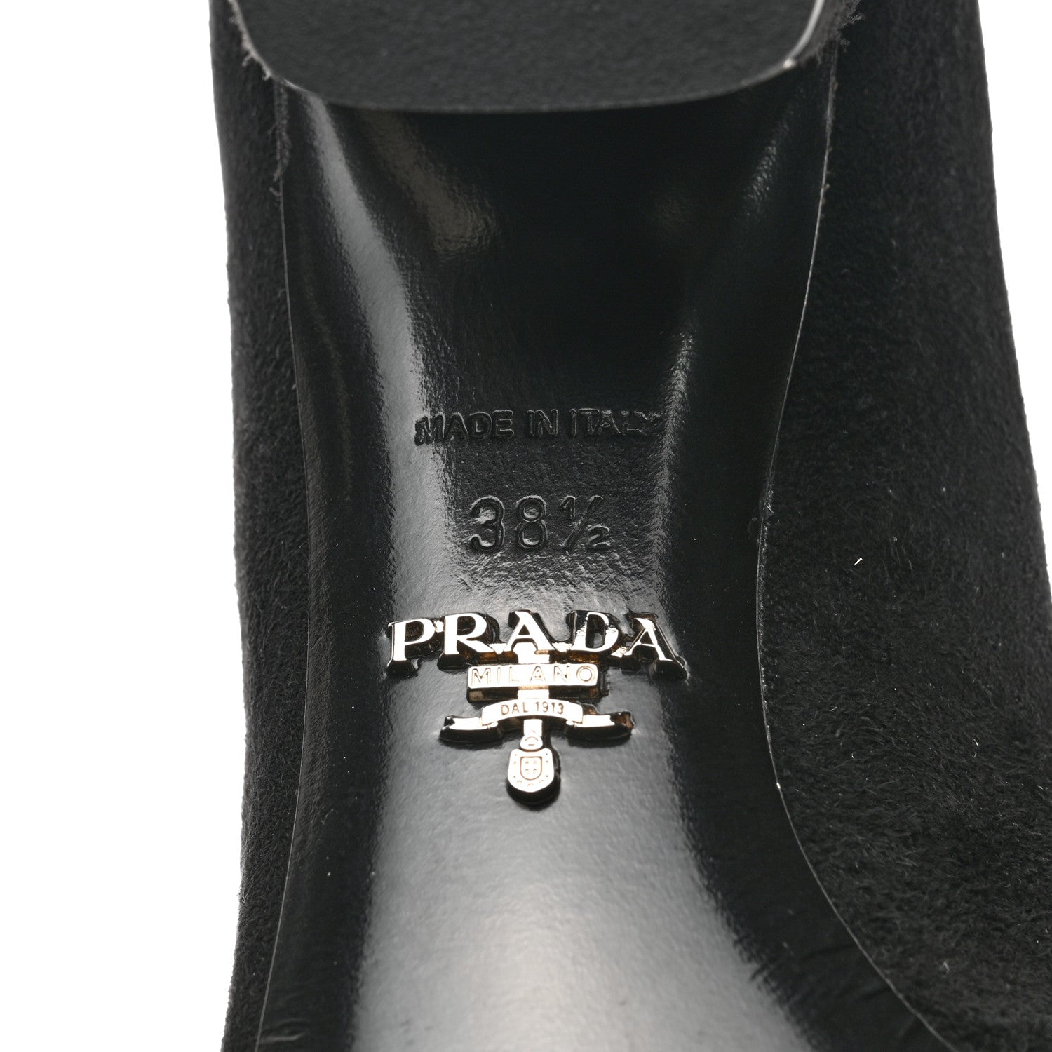 Prada Suede Block Heel Pump 38.5 Black 7 of 7