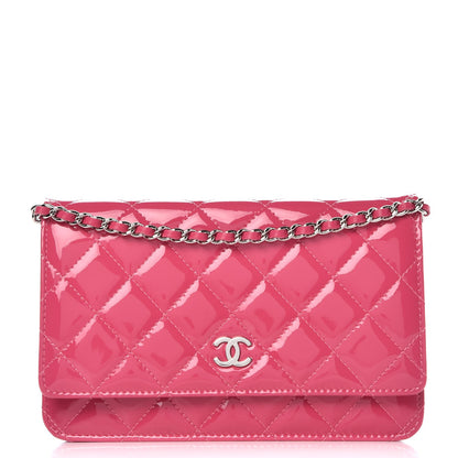 Chanel Patent Quilted Wallet On Chain WOC Fuchsia 1 of 9